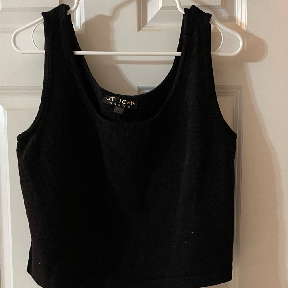 St. John Black Knit Scoop Neck Tank Size L